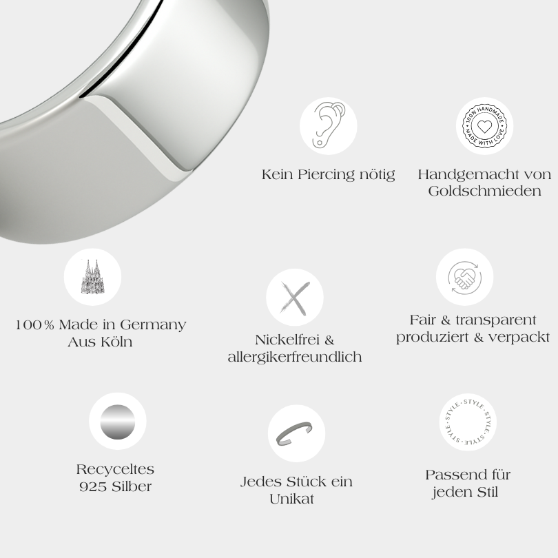 Silber Earcuff Anicca groß glänzend mit allen Produktinformationen