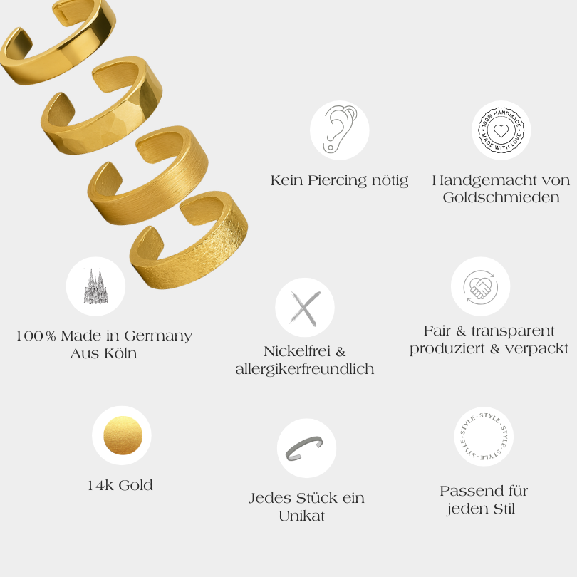 Earcuff gold mit allen Details