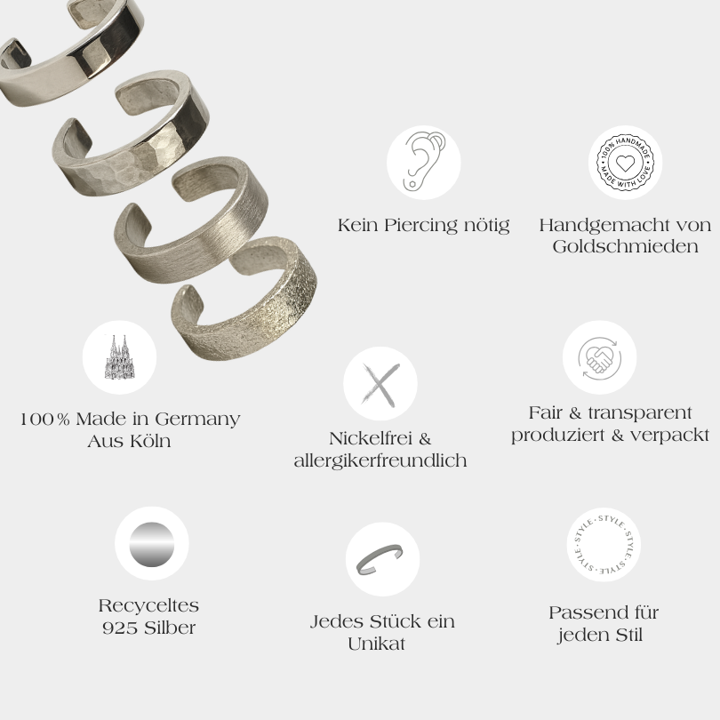 Earcuff silber mit allen Details