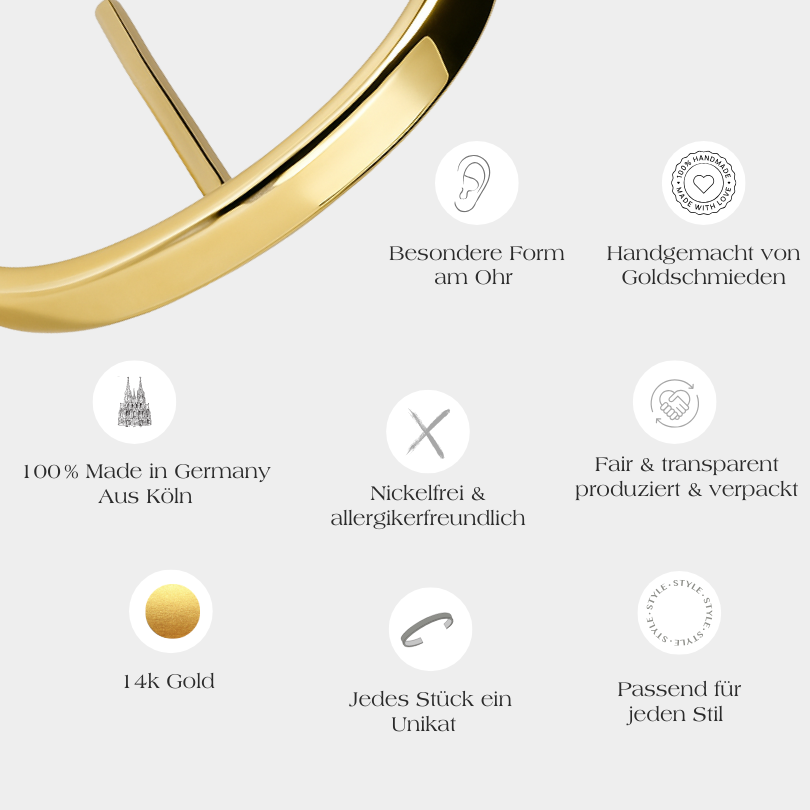 Goldener 14k Ohrring Saga mit allen Produktinformationen