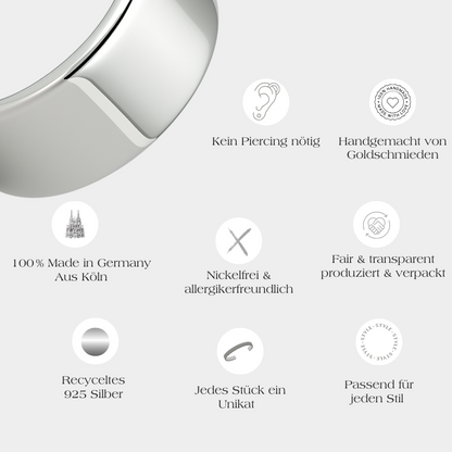 Silber Earcuff Anicca groß glänzend mit allen Produktinformationen
