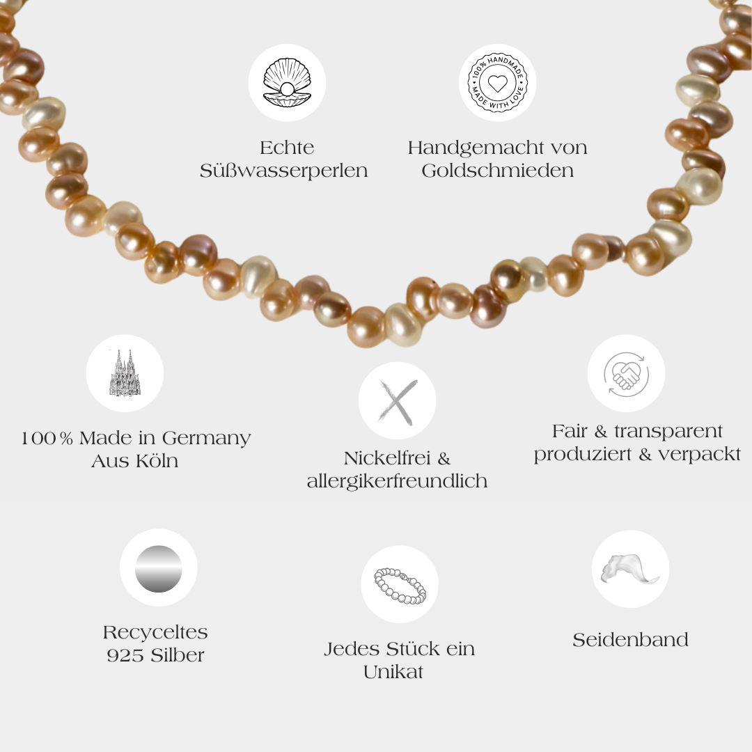 rose Perlenchoker Tanja aus echten Perlen und Silber mit allen Produktinformationen